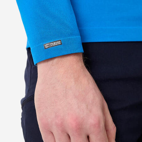 Футболка чоловіча 500 з довгими рукавами з УФ-захистом синя