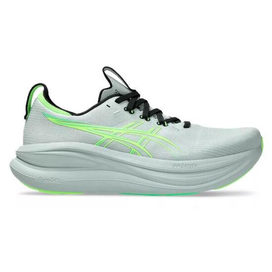 Zapatillas running hombre, Asics Gel Nimbus 28 gris y verde