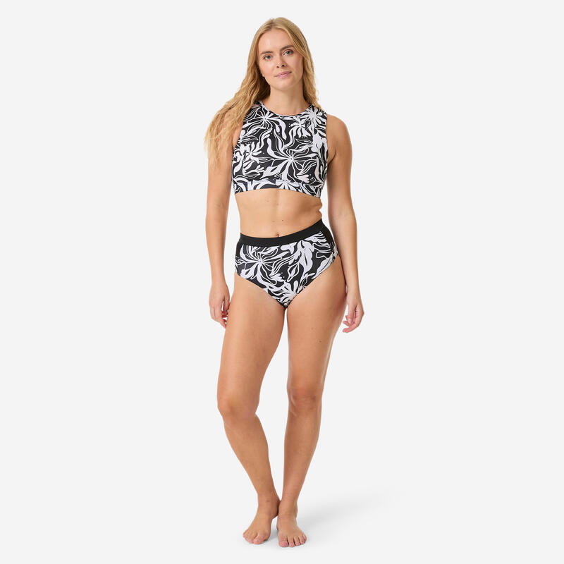 Kadın Yüksek Bel Bikini Altı - Siyah/Beyaz - Desenli - ROSA