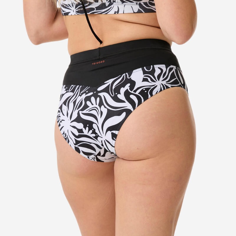 Kadın Yüksek Bel Bikini Altı - Siyah/Beyaz - Desenli - ROSA