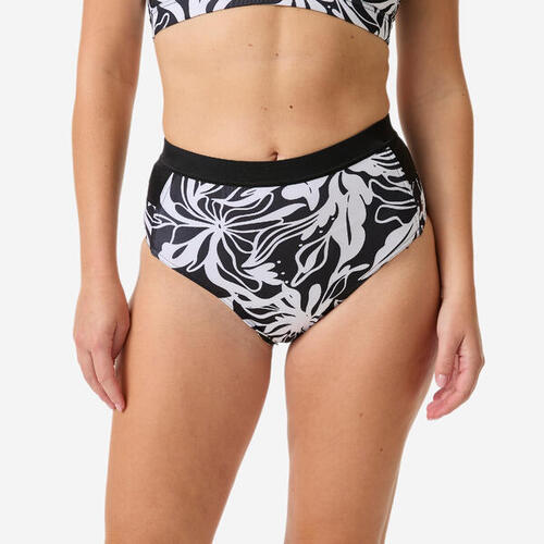 Kadın Yüksek Bel Bikini Altı - Siyah/Beyaz - Desenli - ROSA