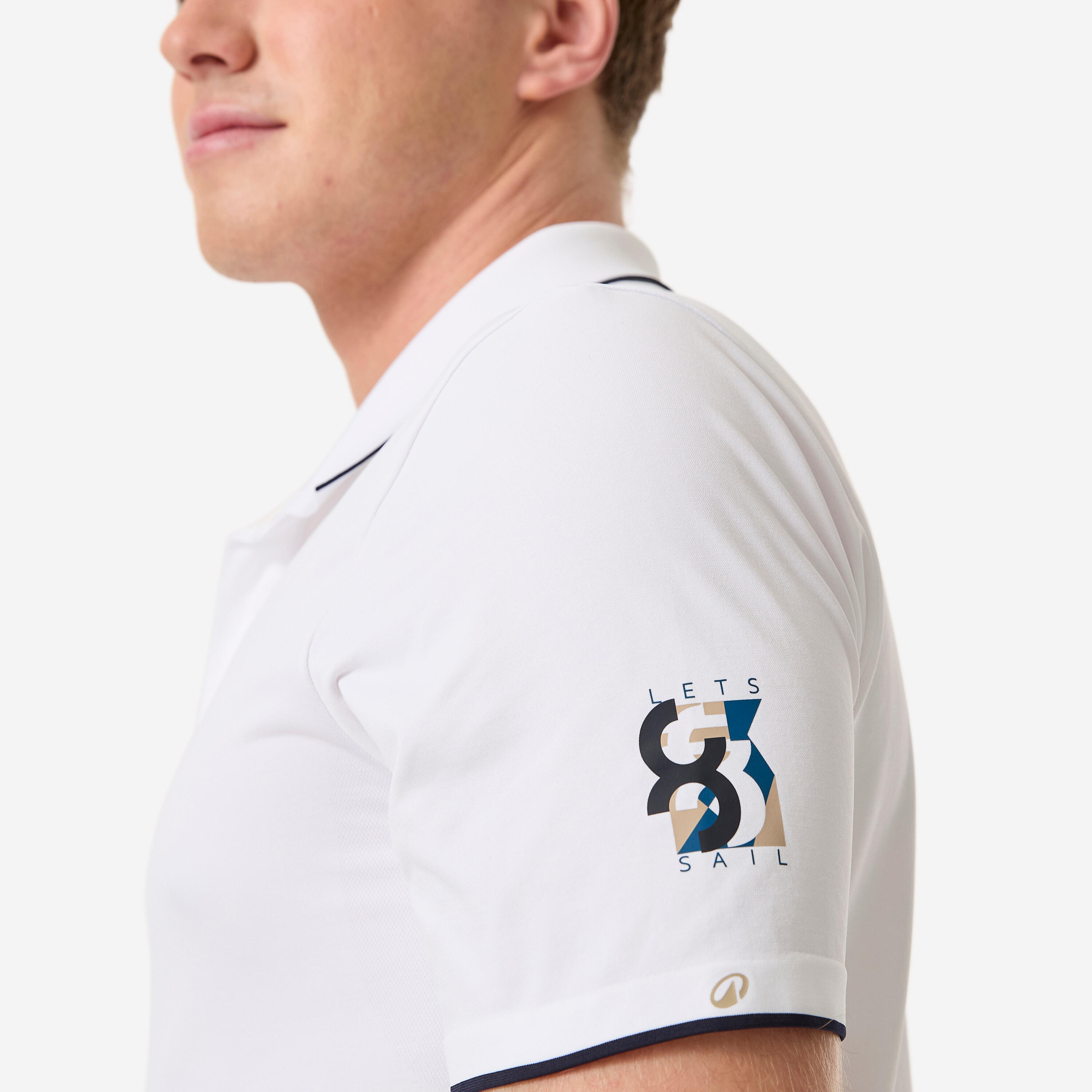 Polo voile respirant sans couture avec séchage rapide homme,  500 blanc graph 8 5/6