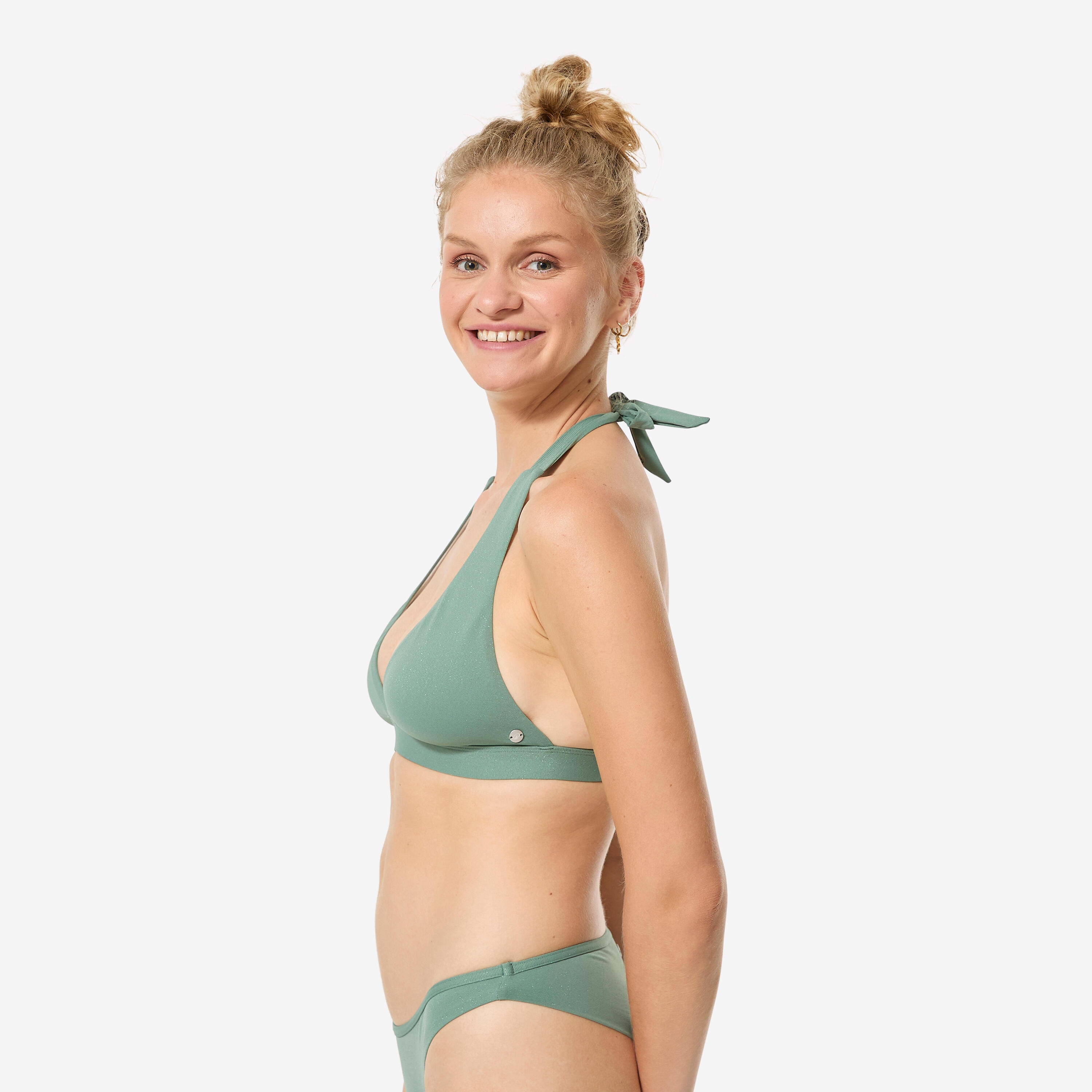 Top Bikini Mujer Forma Fular Efecto Brillante Cora Caqui 3/7