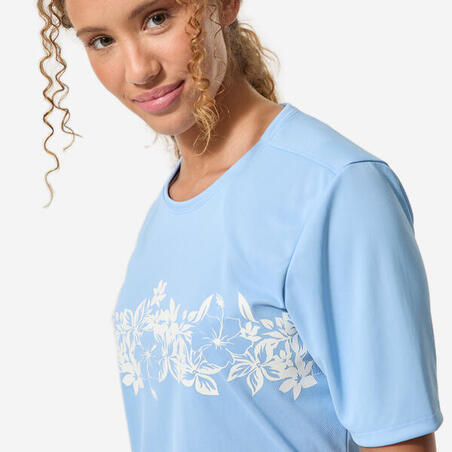 Футболка жіноча для серфінгу із захистом від сонця UPF 50+ синя