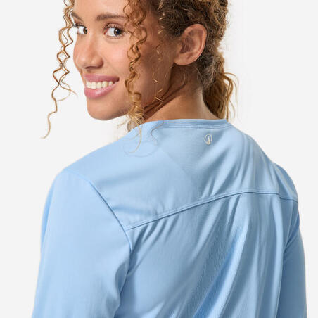 Футболка жіноча для серфінгу із захистом від сонця UPF 50+ синя