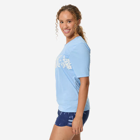 Футболка жіноча для серфінгу із захистом від сонця UPF 50+ синя