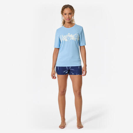 Футболка жіноча для серфінгу із захистом від сонця UPF 50+ синя