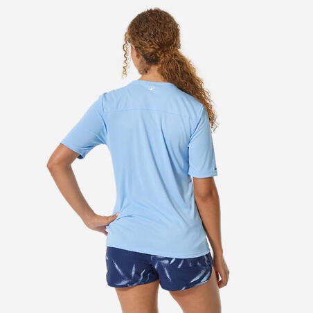 Футболка жіноча для серфінгу із захистом від сонця UPF 50+ синя