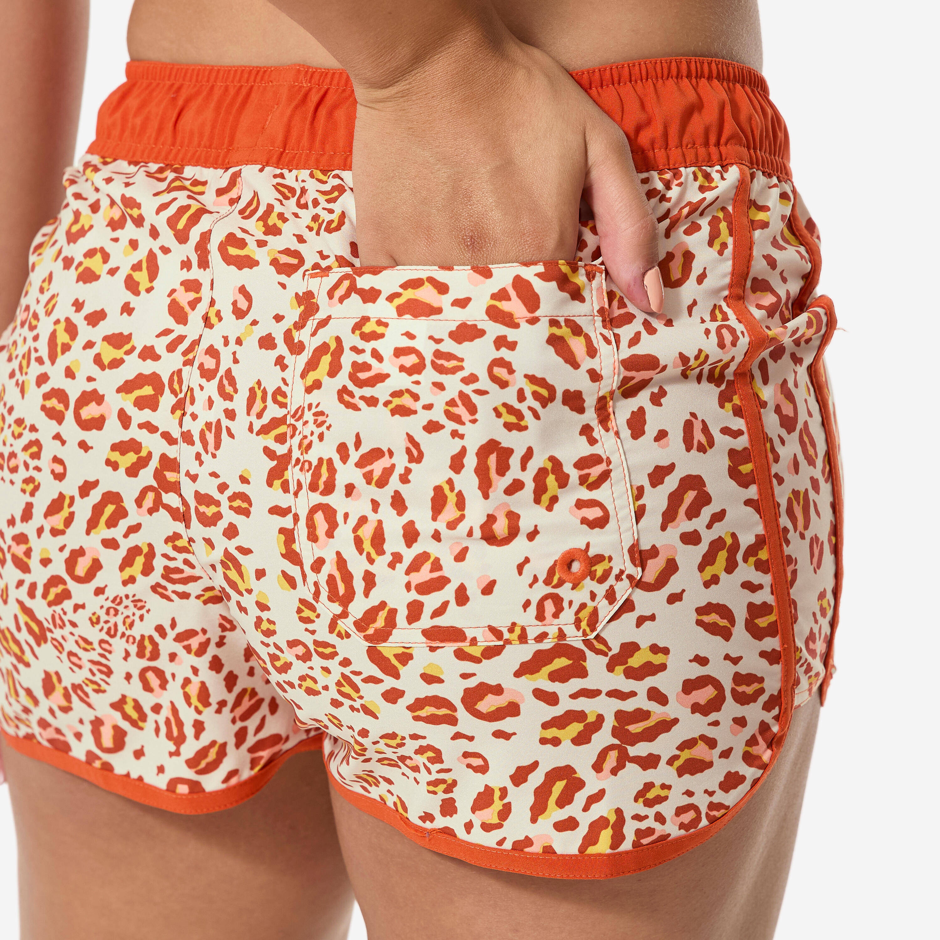 Women’s surfing leopard swim shorts, Tini Graou beige -  4