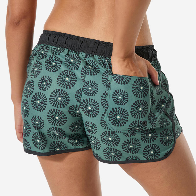 Kadın Kısa Deniz Şortu/Boardshort - Haki - Desenli - TINI