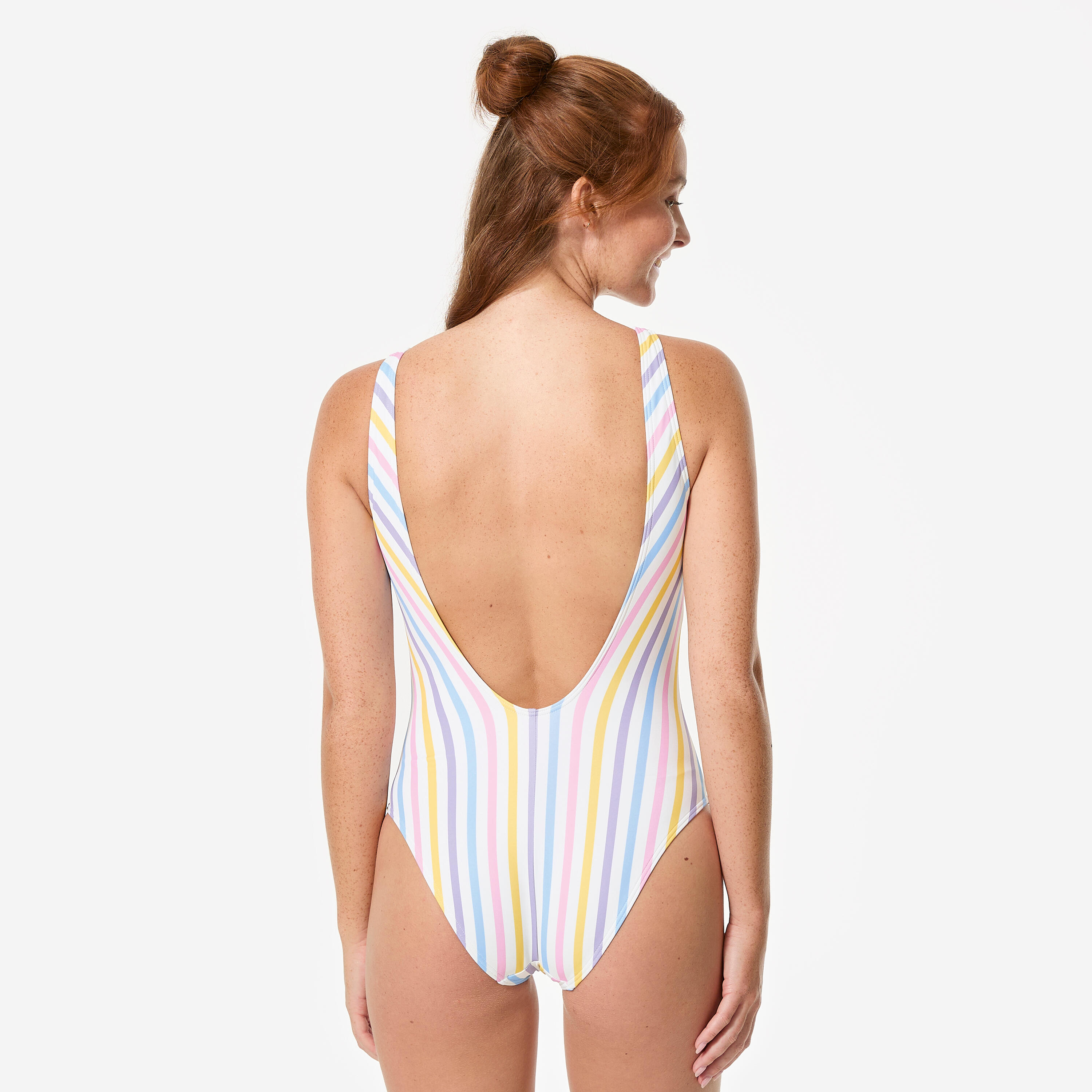 Gestreifter einteiliger Badeanzug Damen, Aurely multicolor 4/9