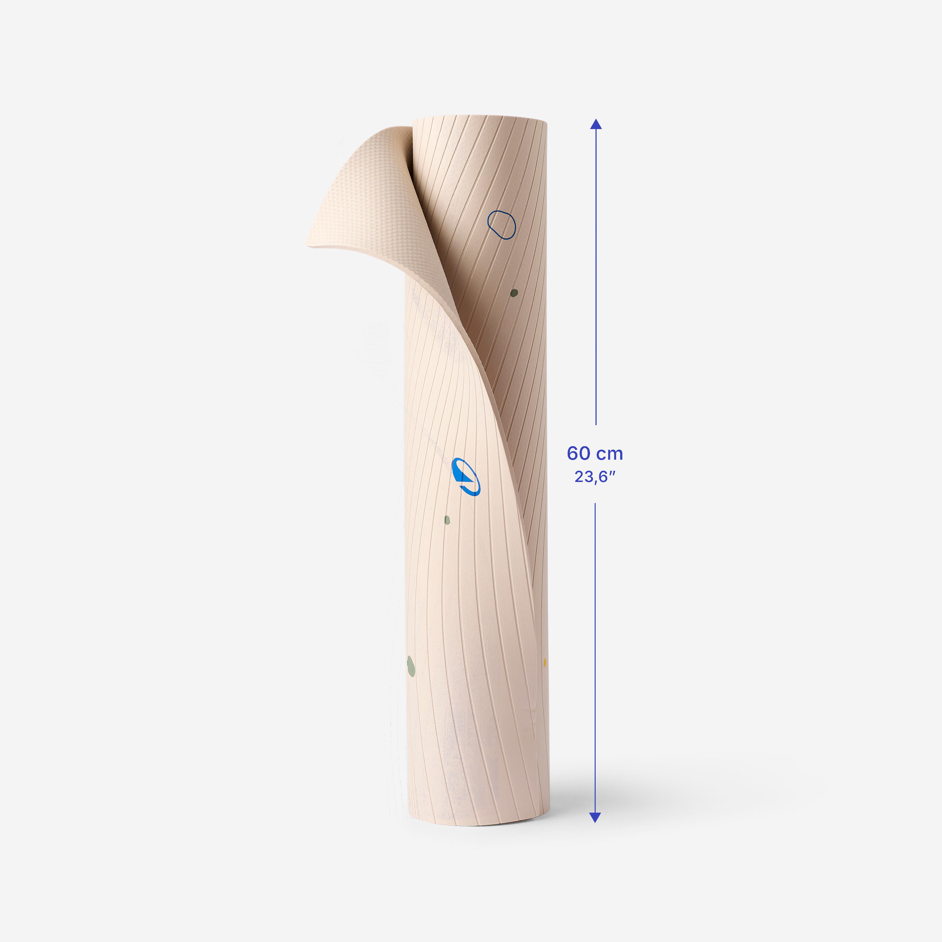 Yogamatte für Kinder mit Gurten, 5 mm dick, beige, blau und dunkelgrün 5/6