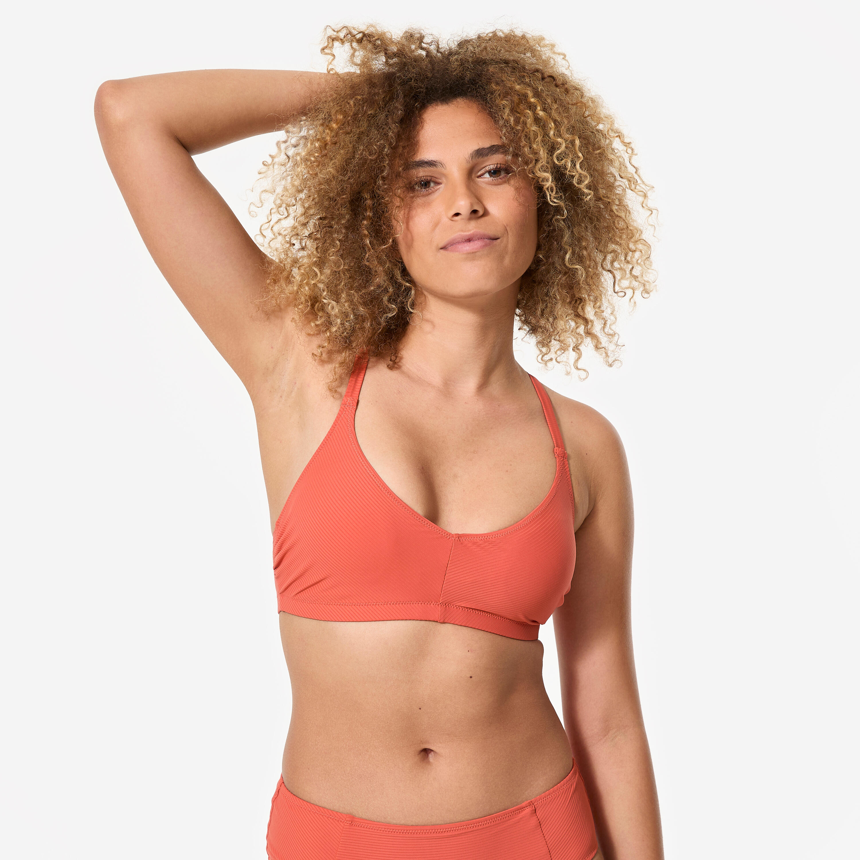Women’s swimming textured crop top swimsuit top - Lila simy terracotta