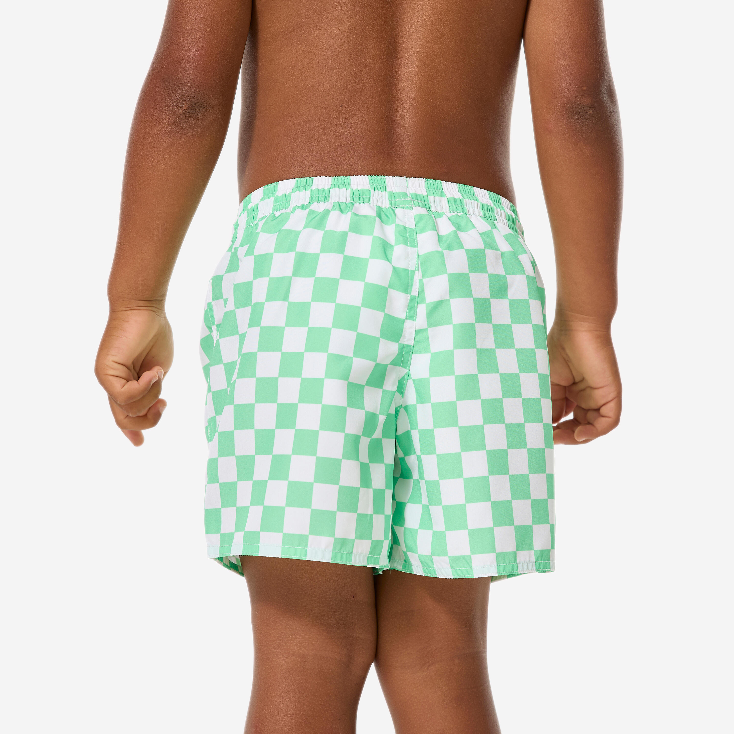 Short de bain surf enfant, 100 Carreaux vert 3/9