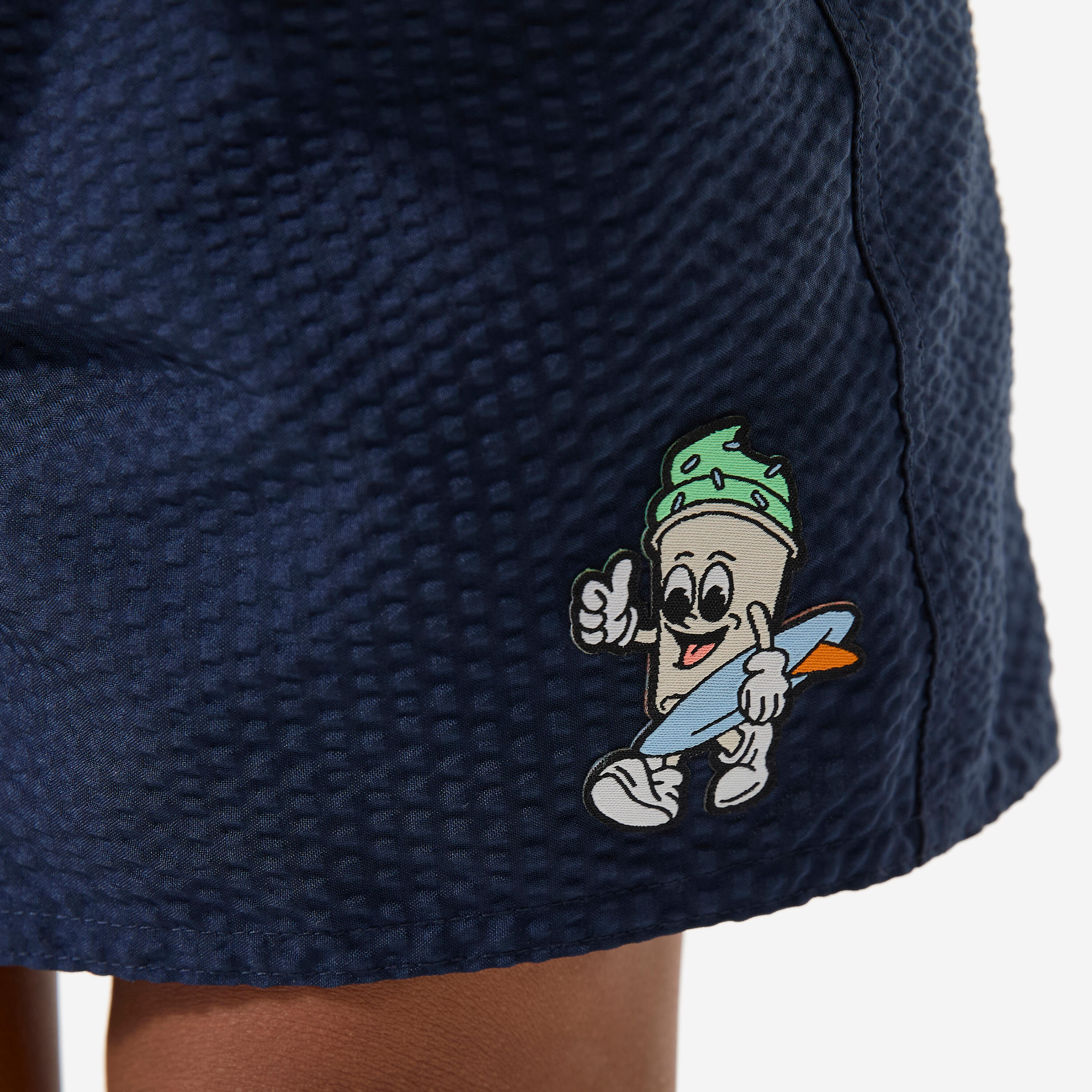 Calções de banho surf criança, 100 textura azul marinho 11/17