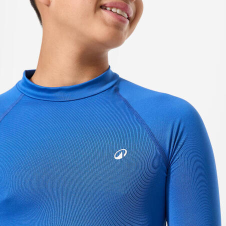 Футболка дитяча сонцезахисна 100 для серфінгу з довгими рукавами синя