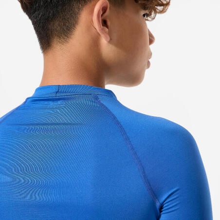 Футболка дитяча сонцезахисна 100 для серфінгу з довгими рукавами синя