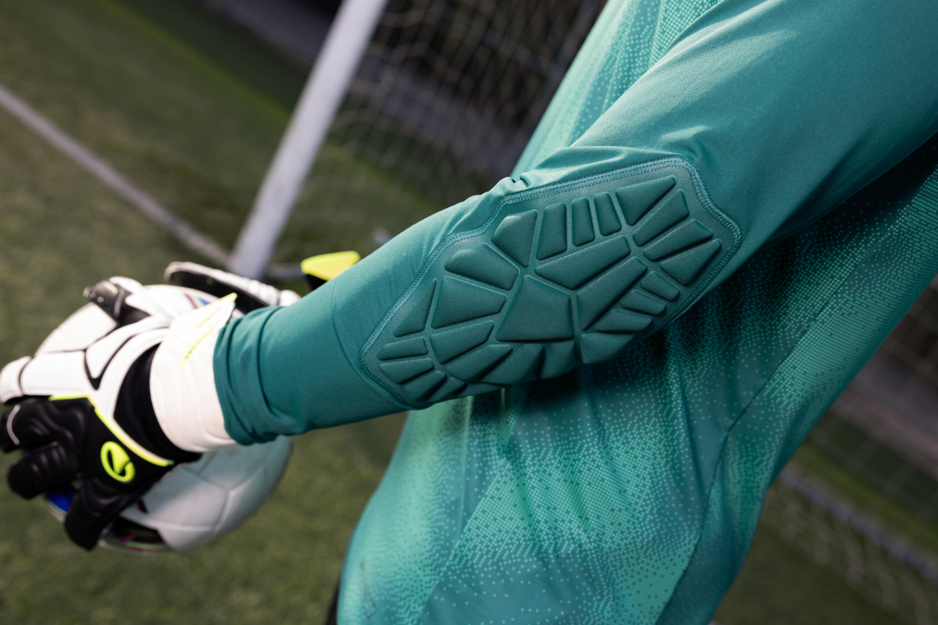 Maillot de gardien de but de foot avec protections adulte, F500 vert 8/10