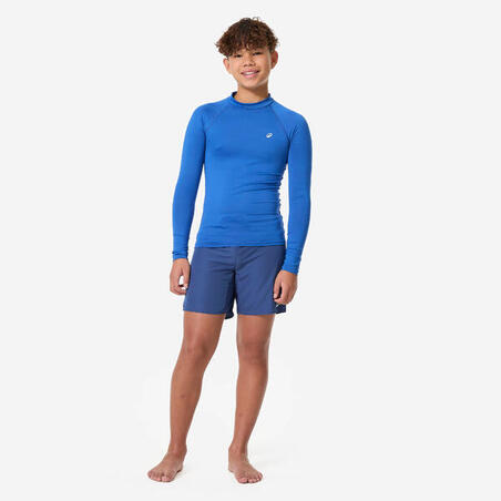 Футболка дитяча сонцезахисна 100 для серфінгу з довгими рукавами синя