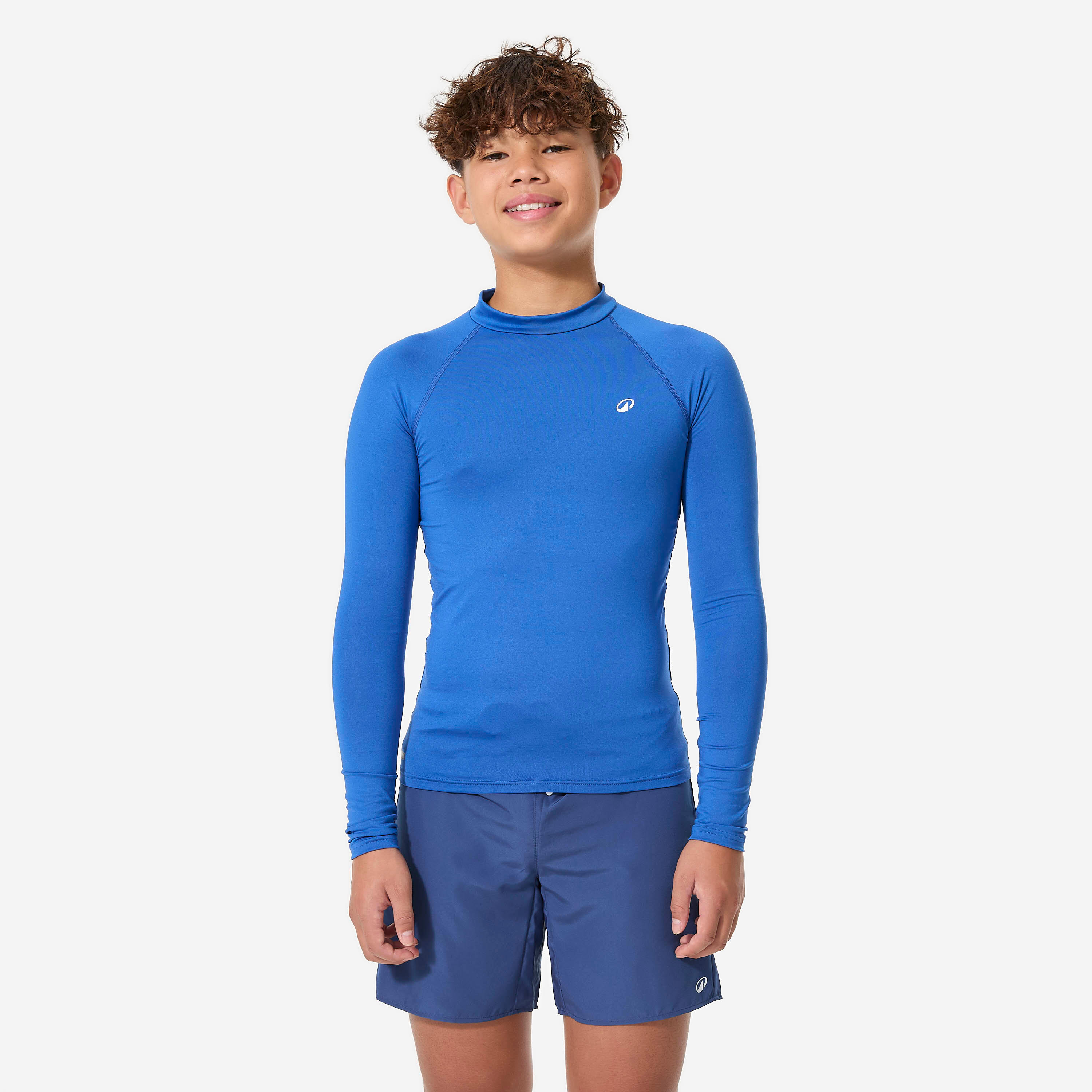 Kids’ surfing long sleeve UV-protection top, 100 blue