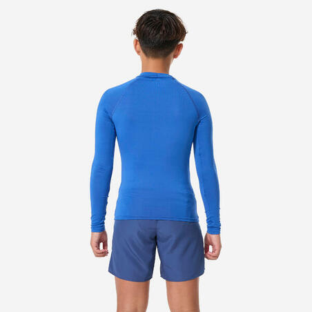 Футболка дитяча сонцезахисна 100 для серфінгу з довгими рукавами синя