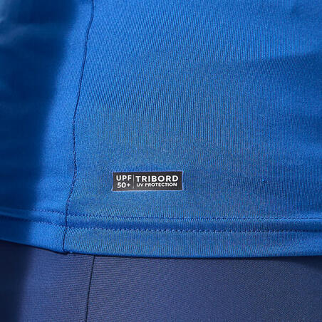 Футболка дитяча сонцезахисна 100 для серфінгу з довгими рукавами синя