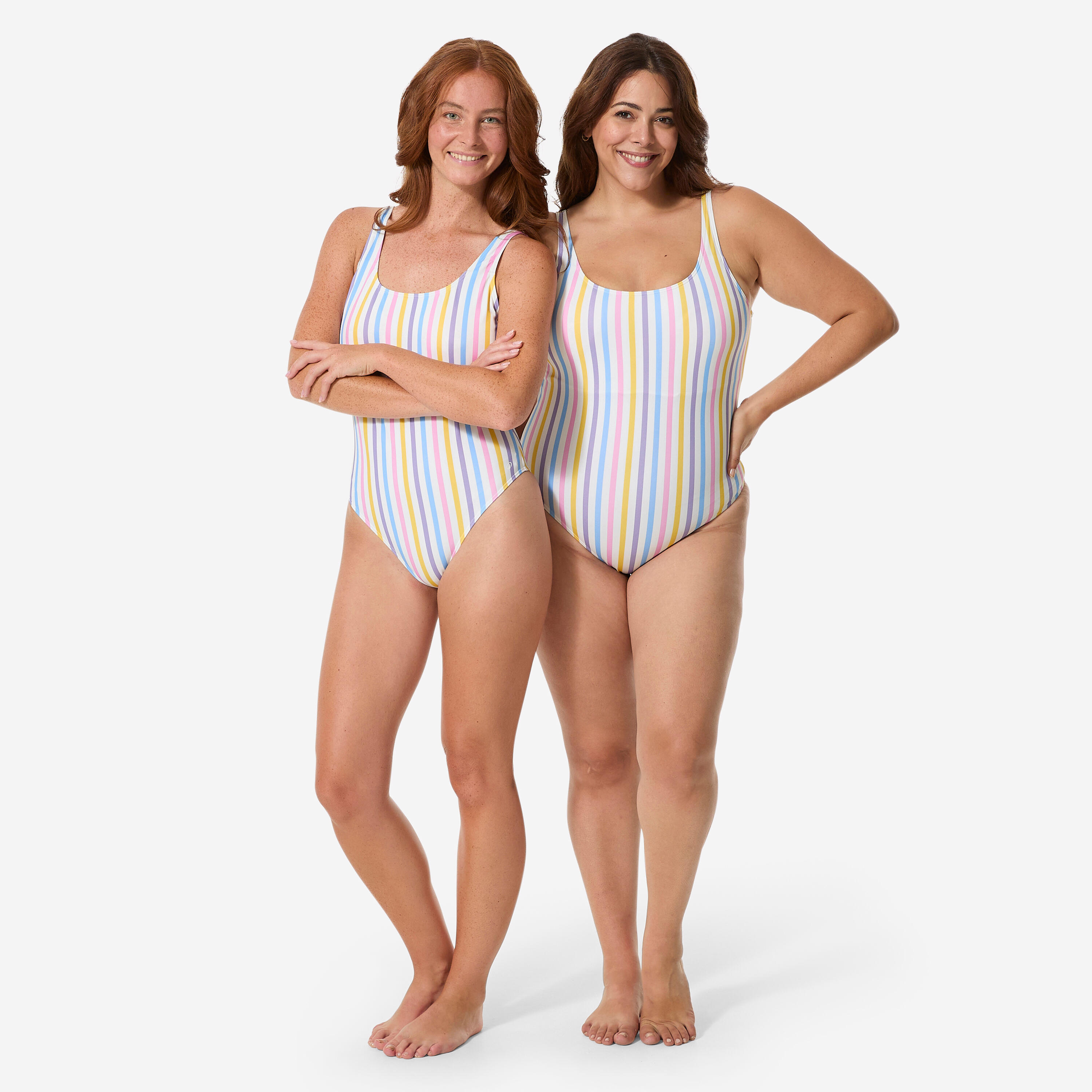 Gestreifter einteiliger Badeanzug Damen, Aurely multicolor 3/9