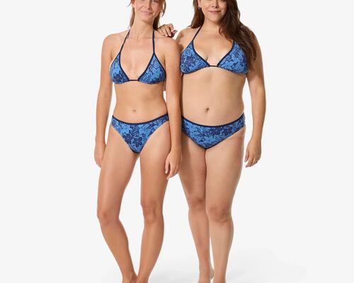 Haut de maillot triangle surf femme, Mae Borneo bleu