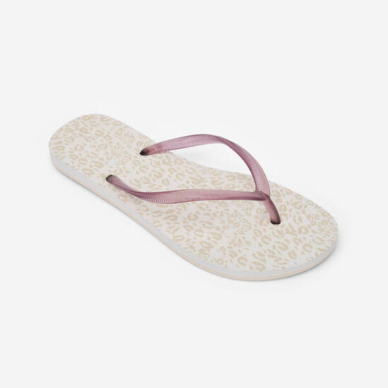 Tongs femme, 500 Animal blanc