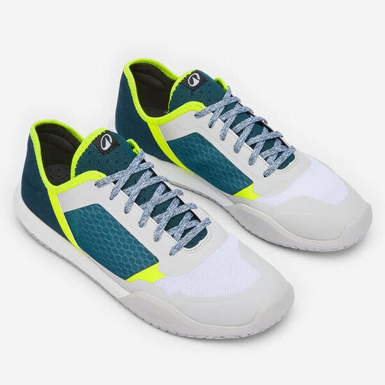 Baskets bateau homme, 500 vert jaune