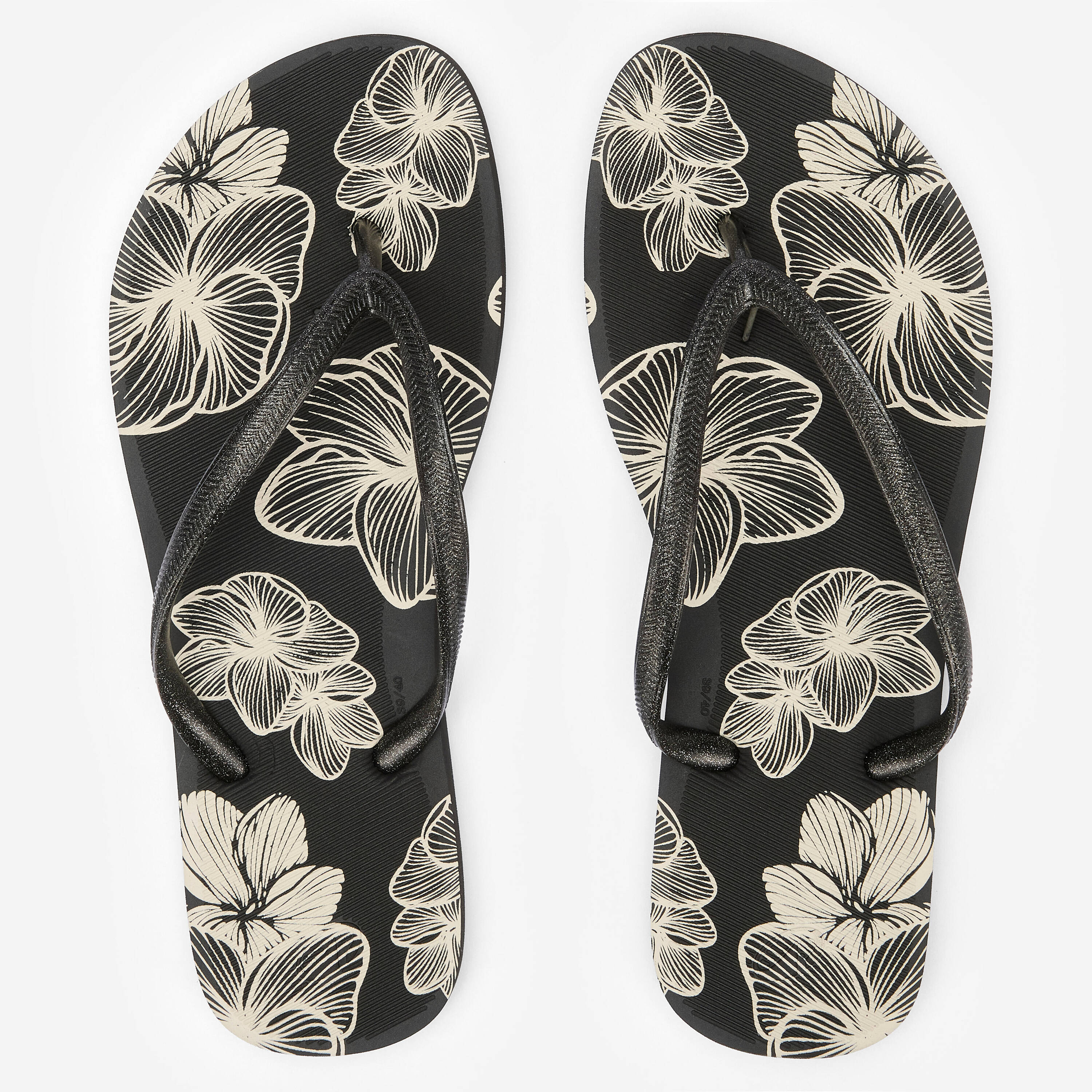 Women’s flip-flops, 500 Tiare black -  1