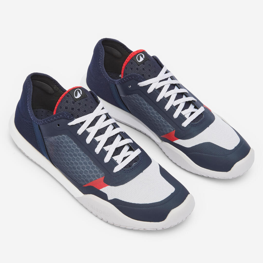 Baskets bateau homme, 500 bleu gris