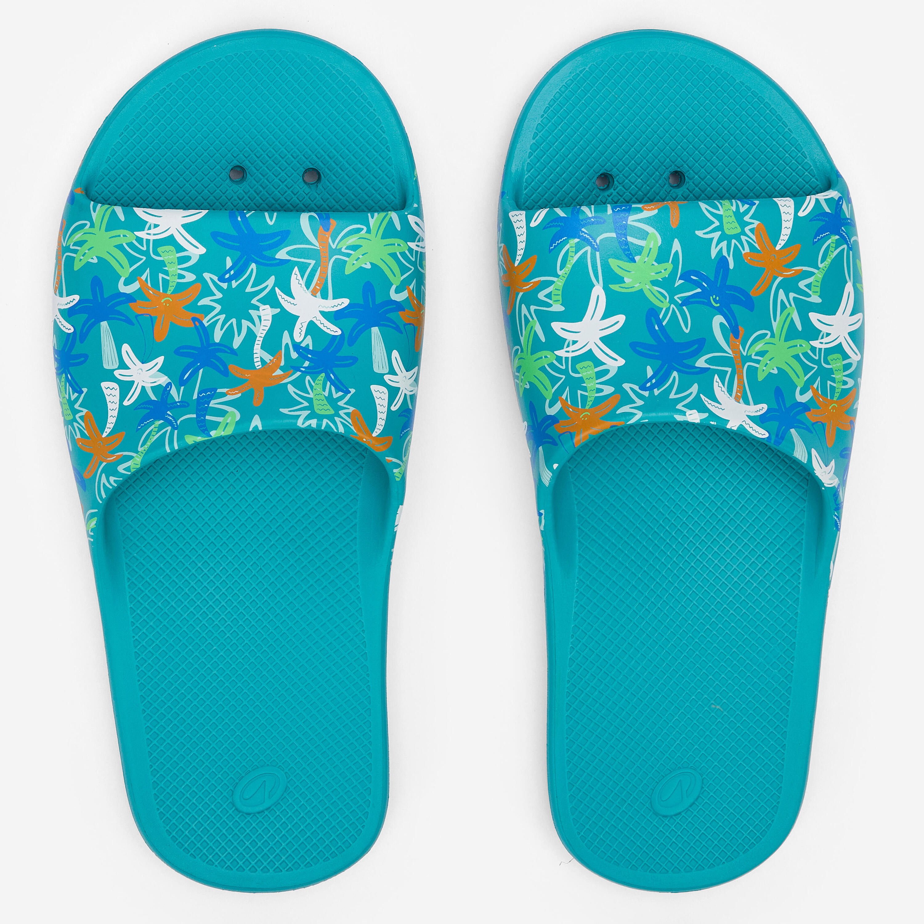 Kinder-Poolslippers, Slap 500 Palm Türkis 5/8