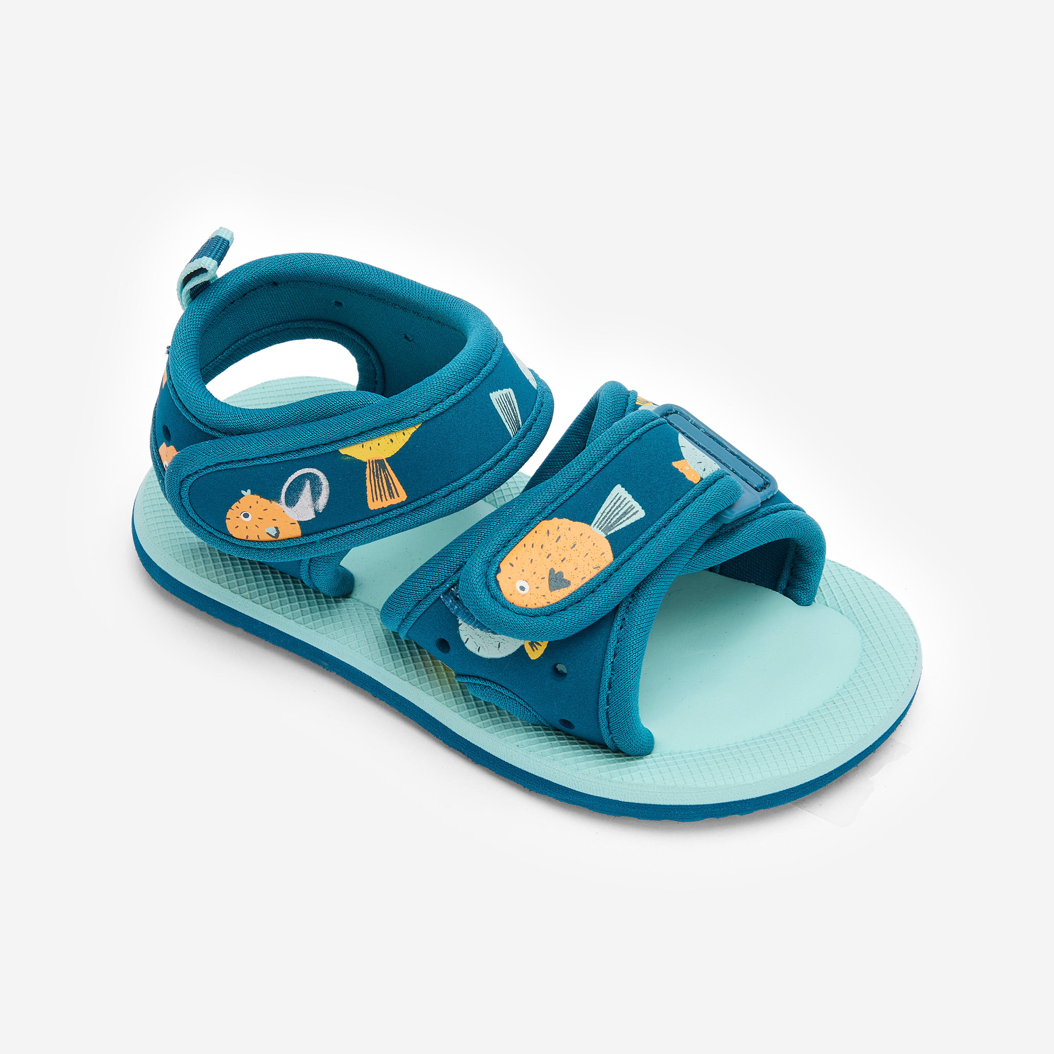 Baby/Kids’ pool sandals, blue fish