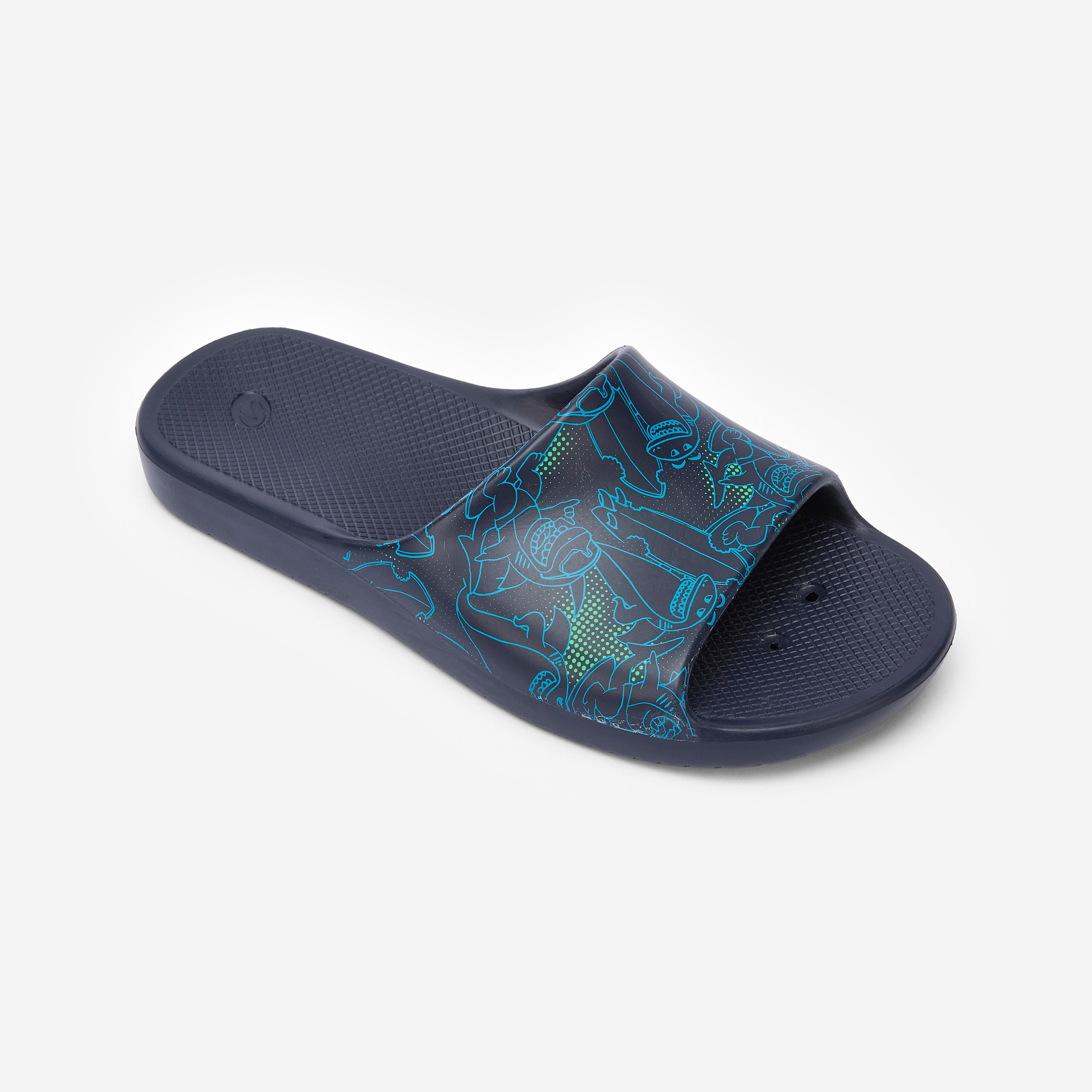 Kids’ swimming pool flip-flops, Slap 500 sharks navy