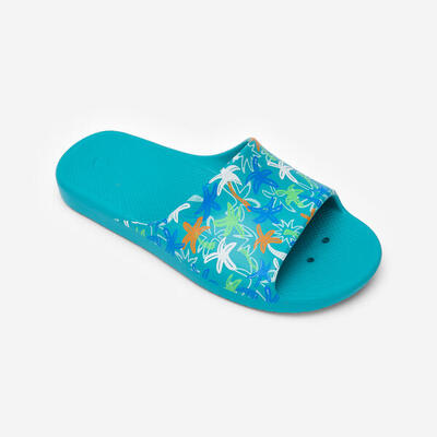 Badslippers slap 500 kinderen palm turquoise