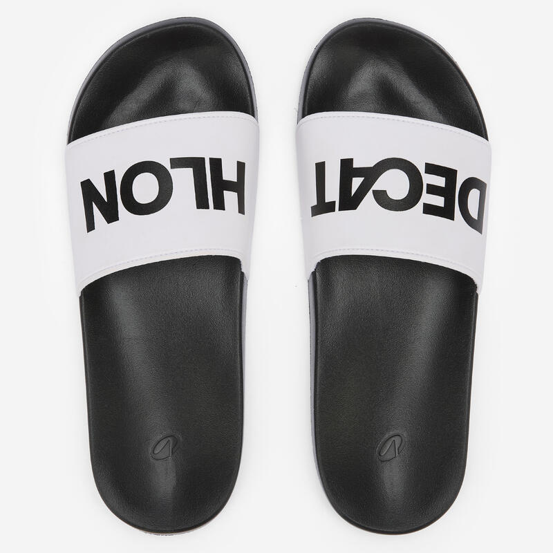 Șlapi de piscină Collector Decathlon Negru și alb