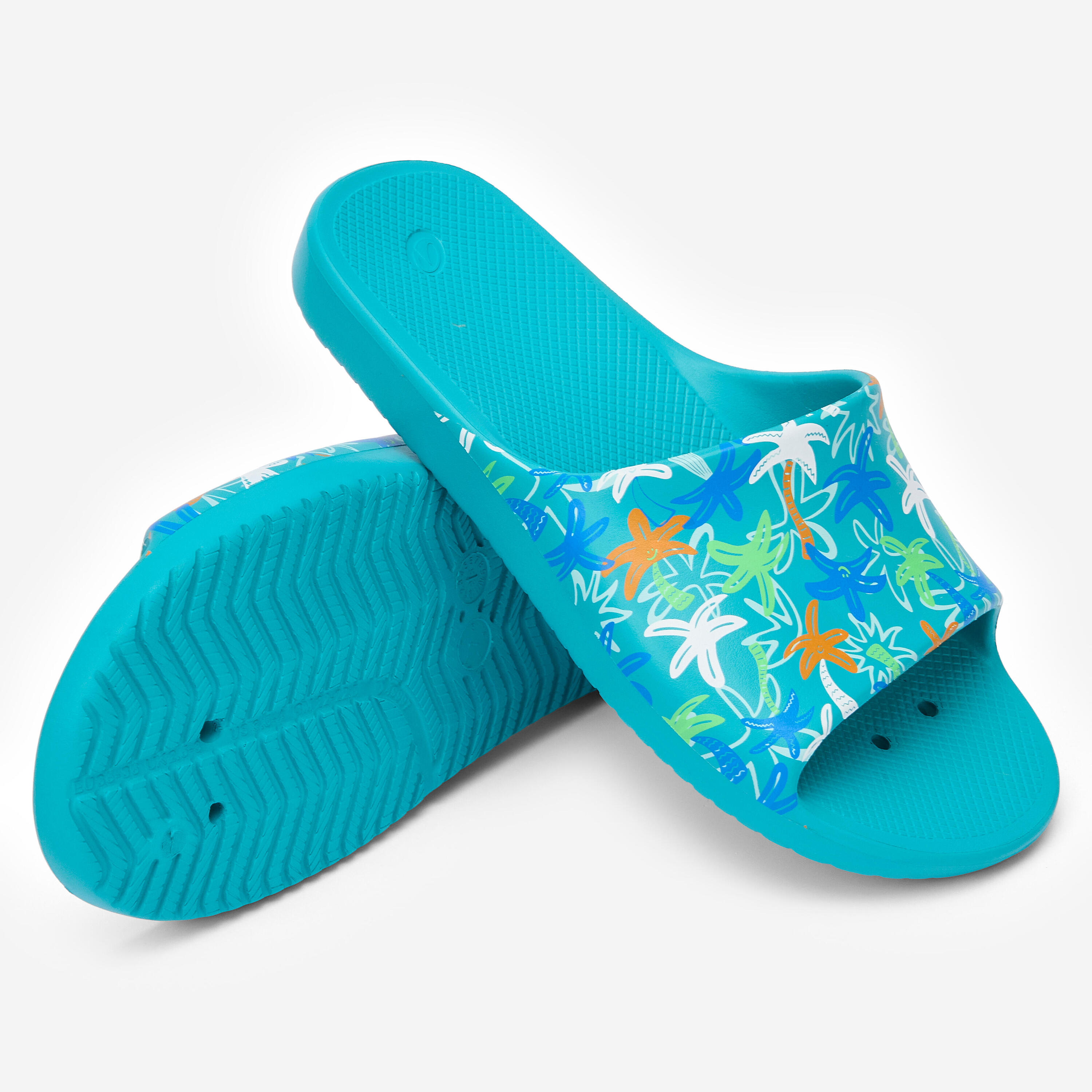 Kinder-Poolslippers, Slap 500 Palm Türkis 4/8