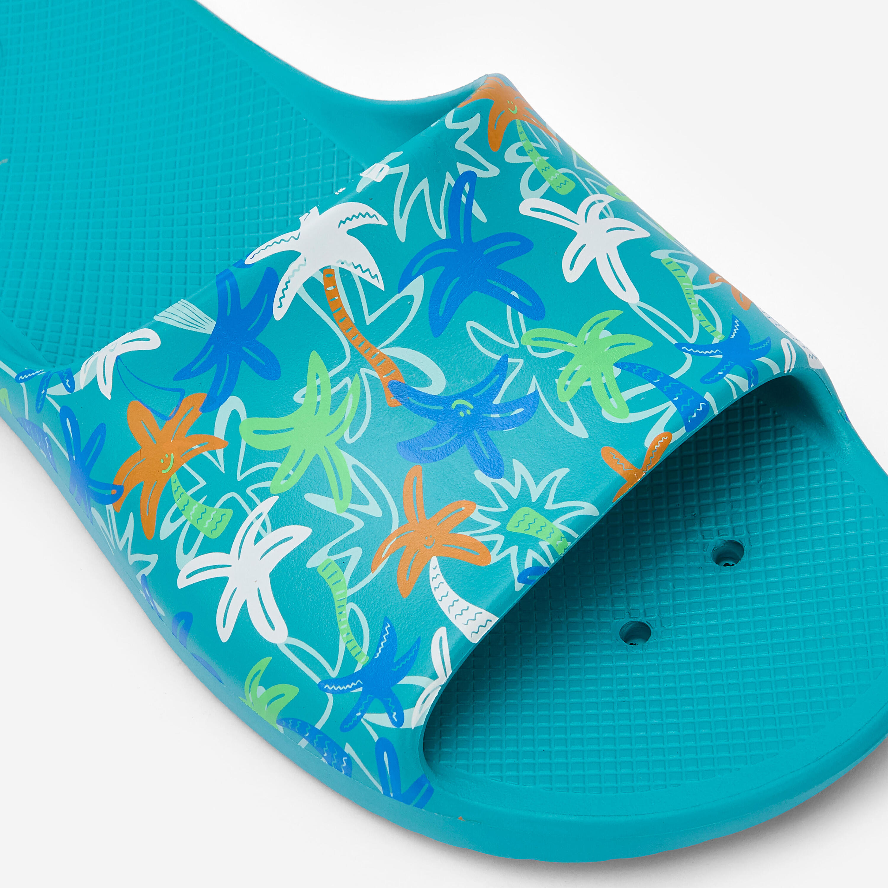 Kinder-Poolslippers, Slap 500 Palm Türkis 6/8