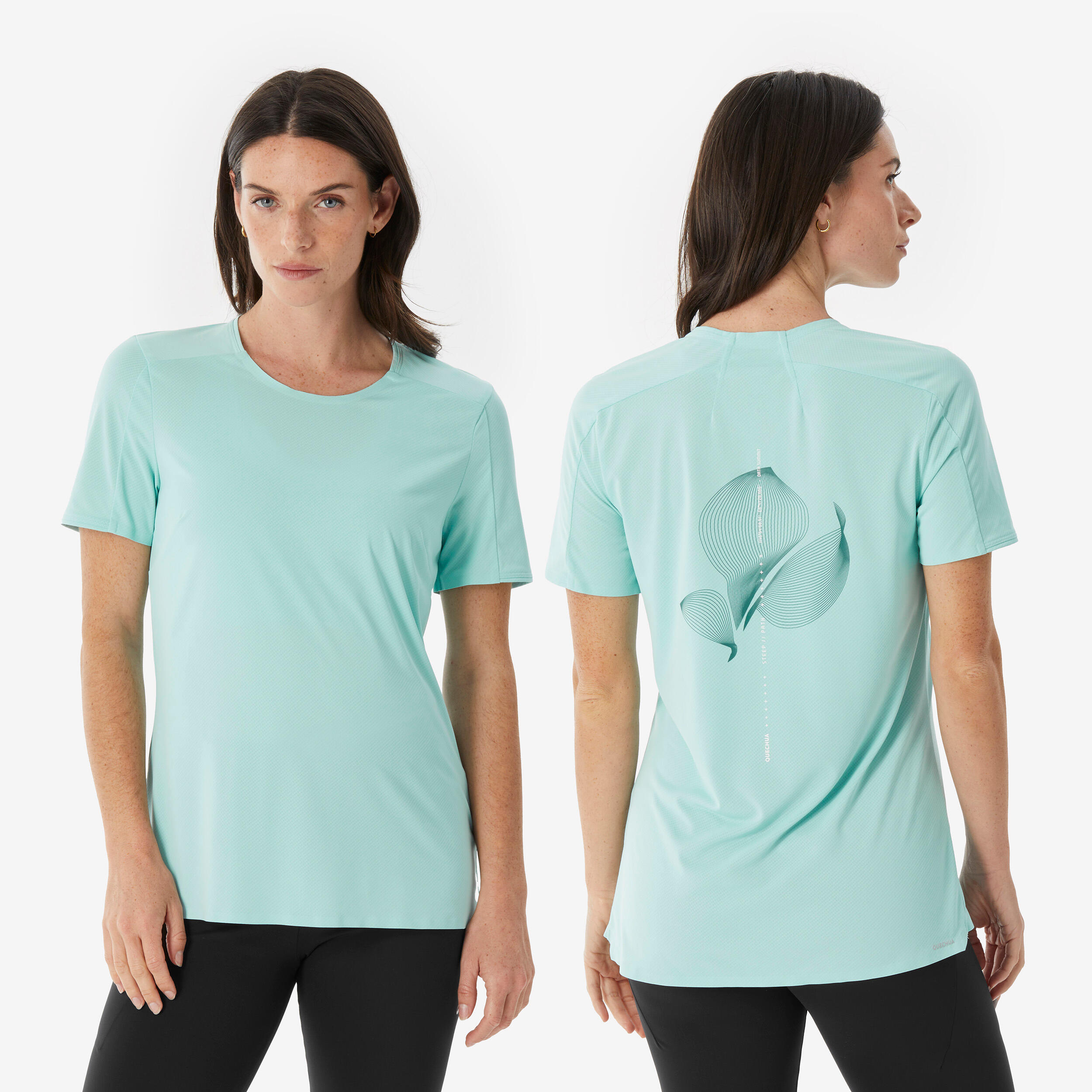 quechua Women’s short-sleeved hiking T-shirt, MH500 - Blue-picture-10