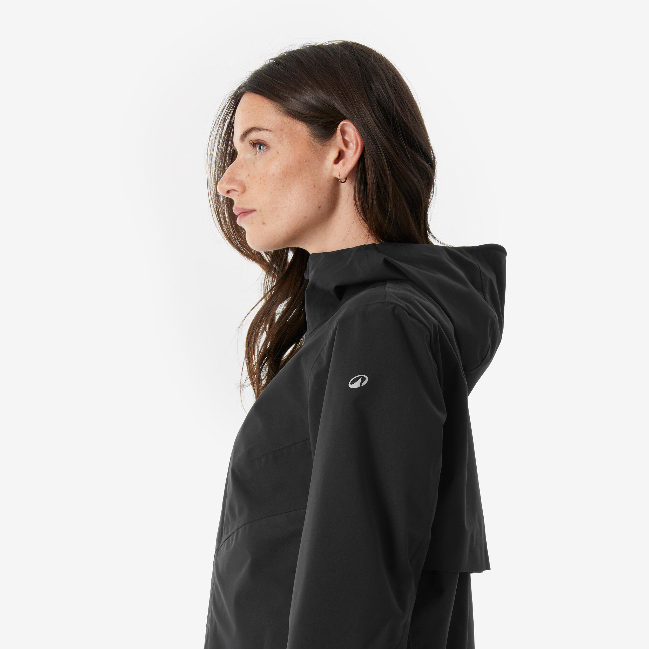 Manteau de randonnée imperméable léger et long femme, MH 100 10/12