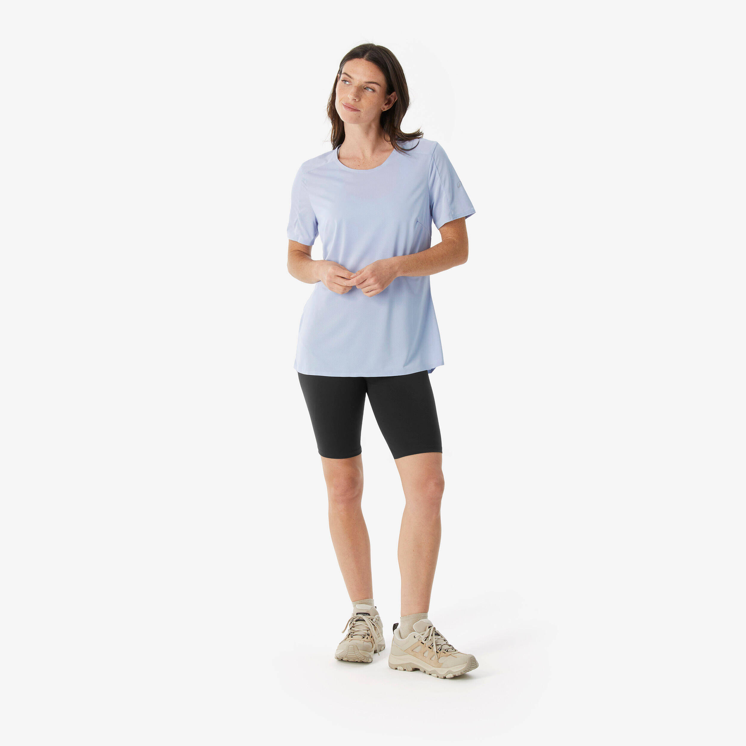 Women’s short-sleeved hiking T-shirt, MH500 - Light purple -  5