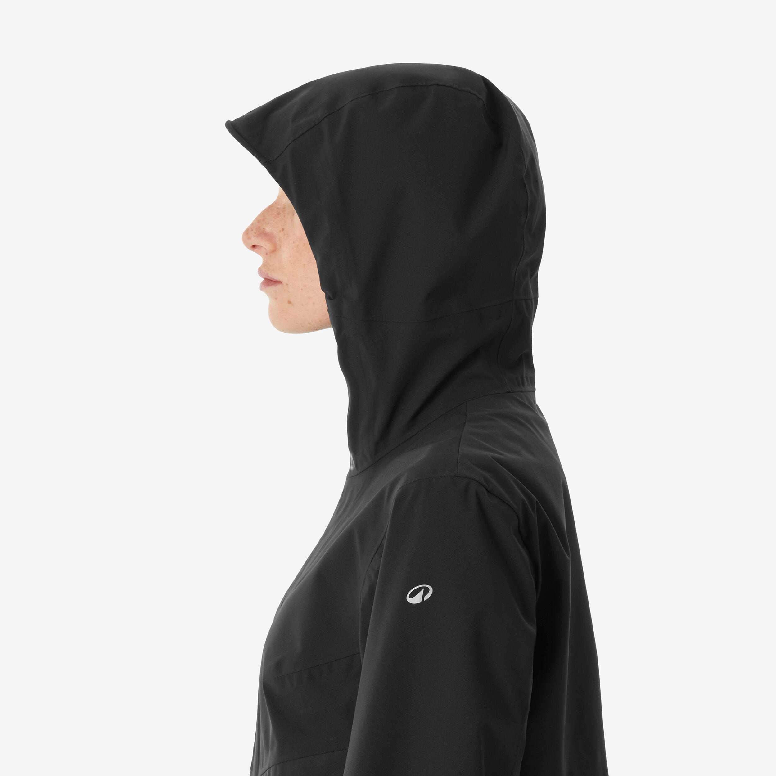 Manteau de randonnée imperméable léger et long femme, MH 100 12/12