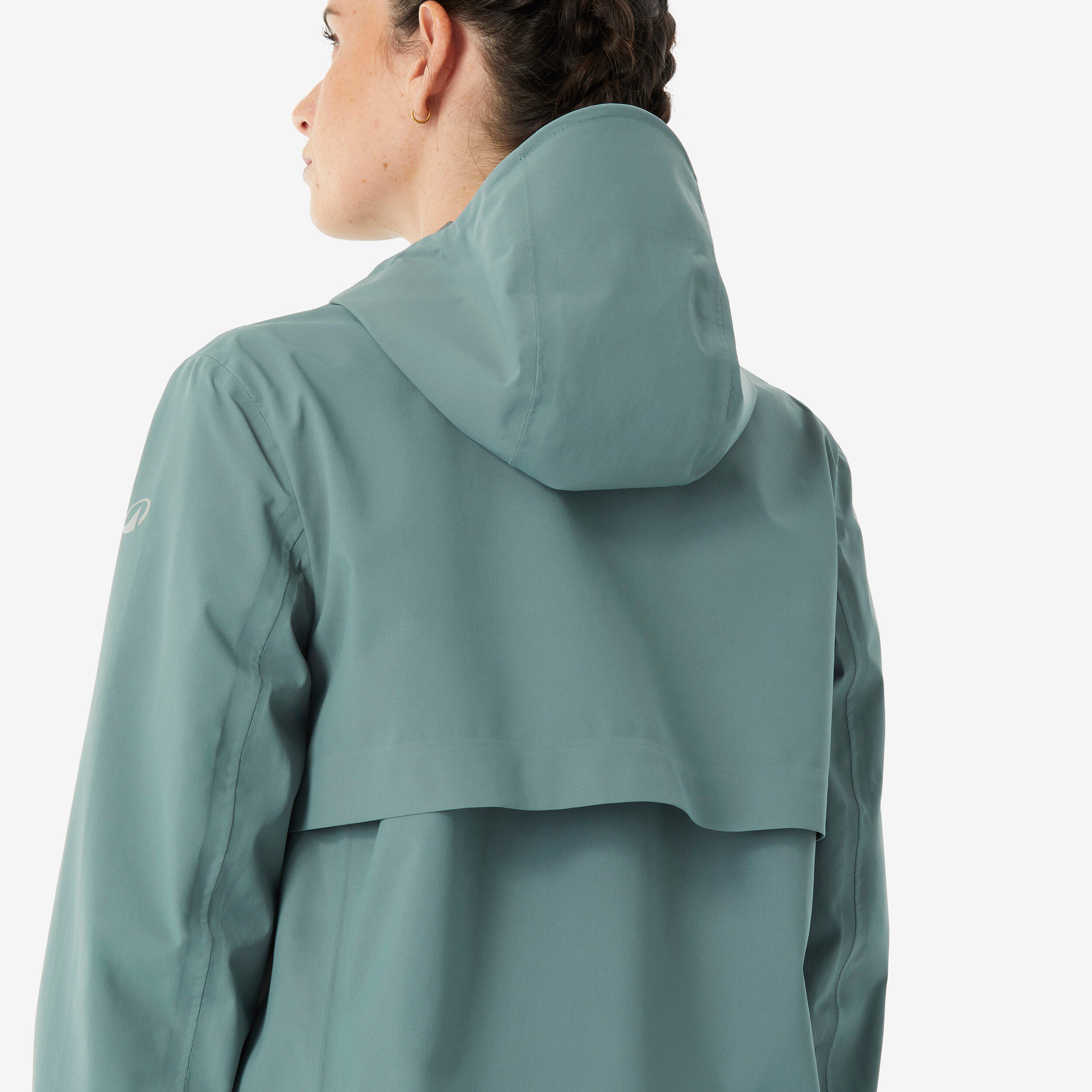 Manteau de randonnée imperméable léger et long femme, MH 100 5/10