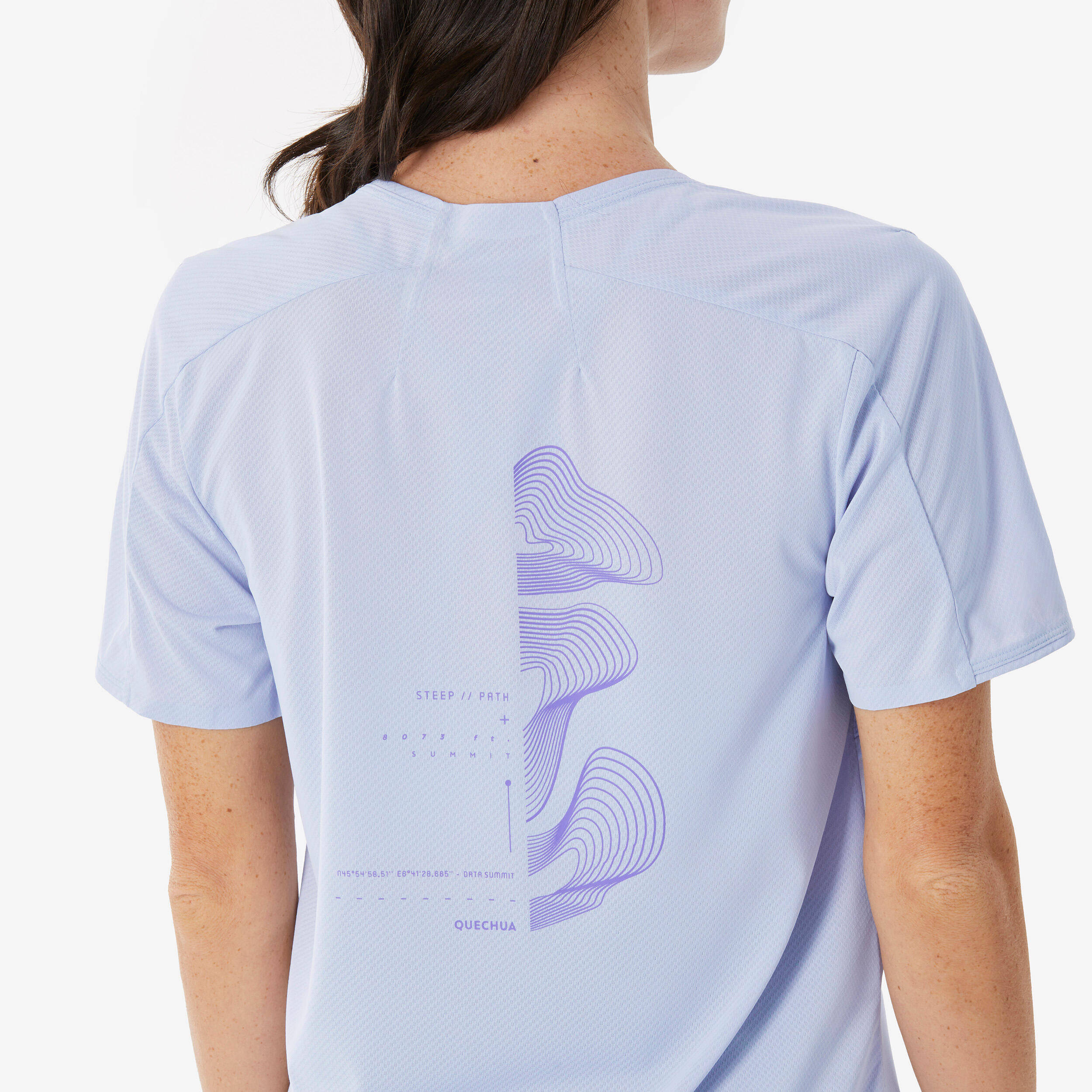 Women’s short-sleeved hiking T-shirt, MH500 - Light purple -  4
