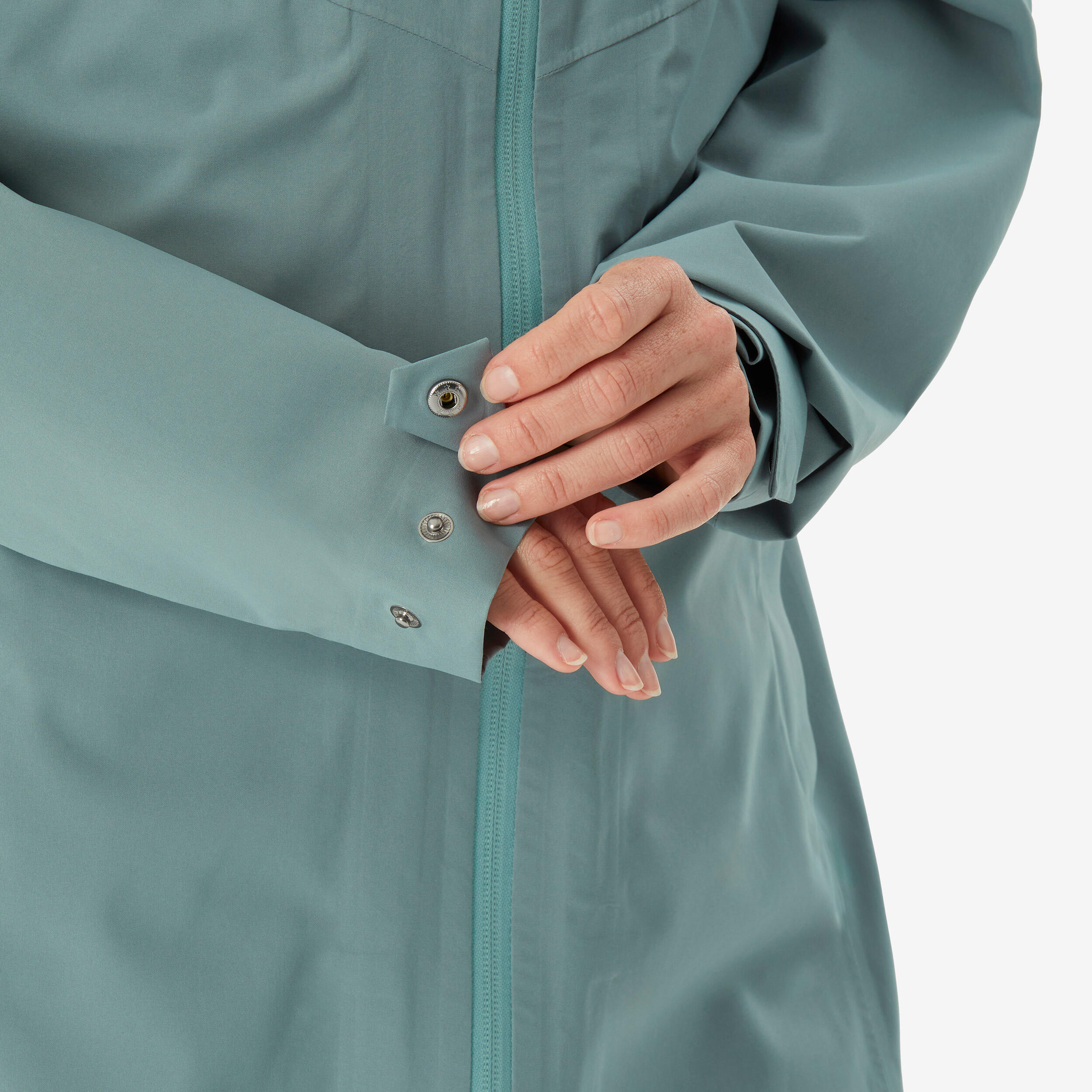 Manteau de randonnée imperméable léger et long femme, MH 100 9/10