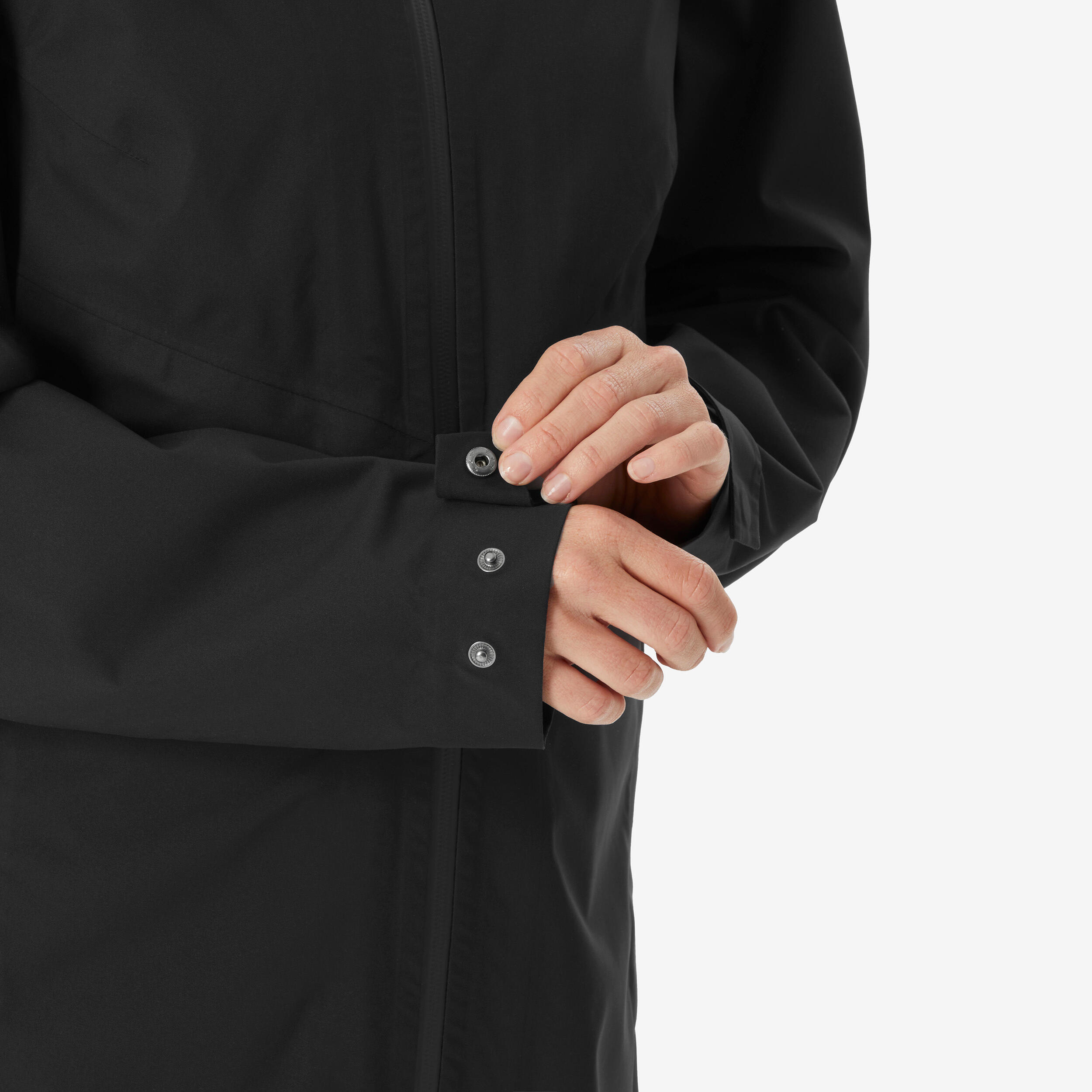 Manteau de randonnée imperméable léger et long femme, MH 100 5/12