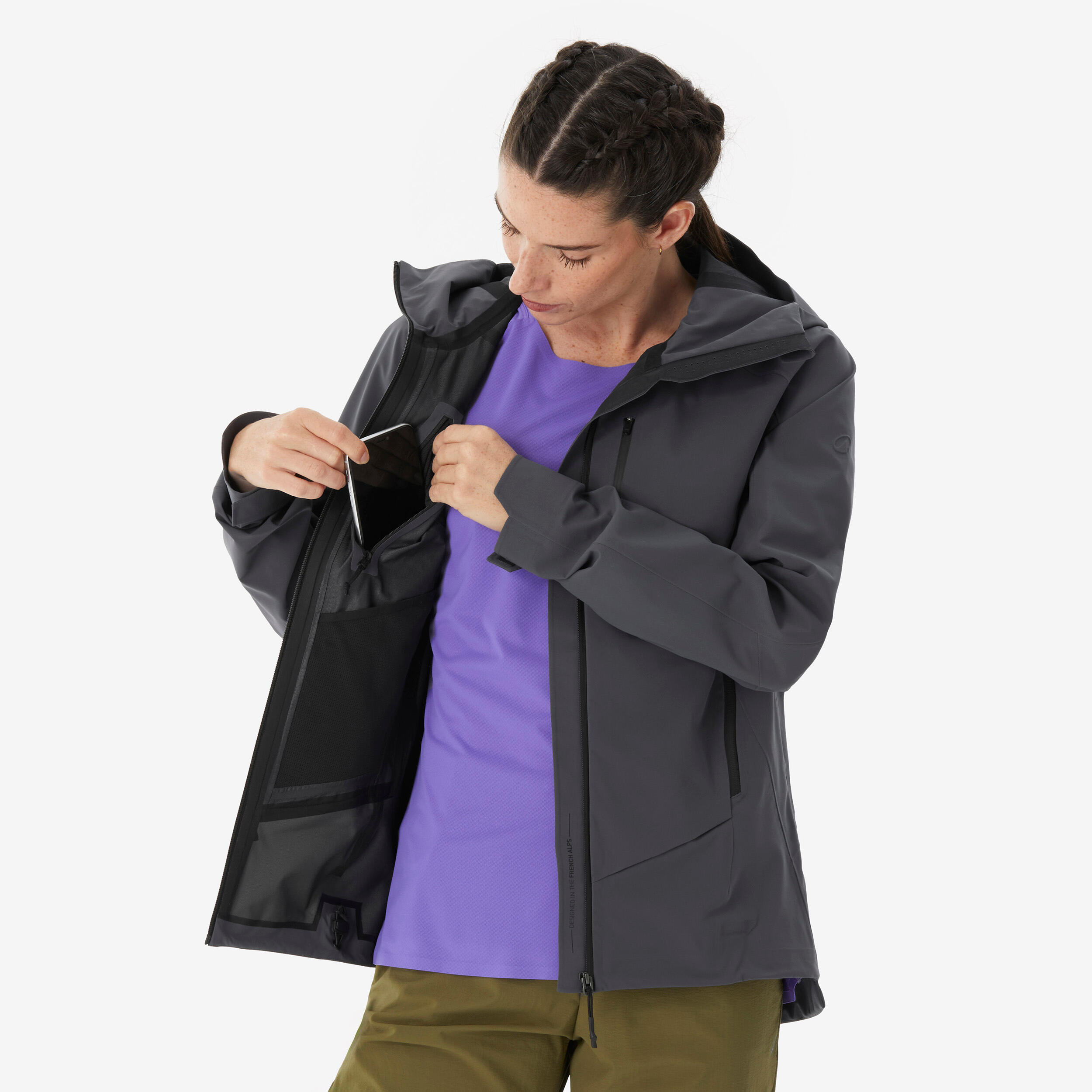 Manteau de randonnée imperméable femme, MH 900 9/20