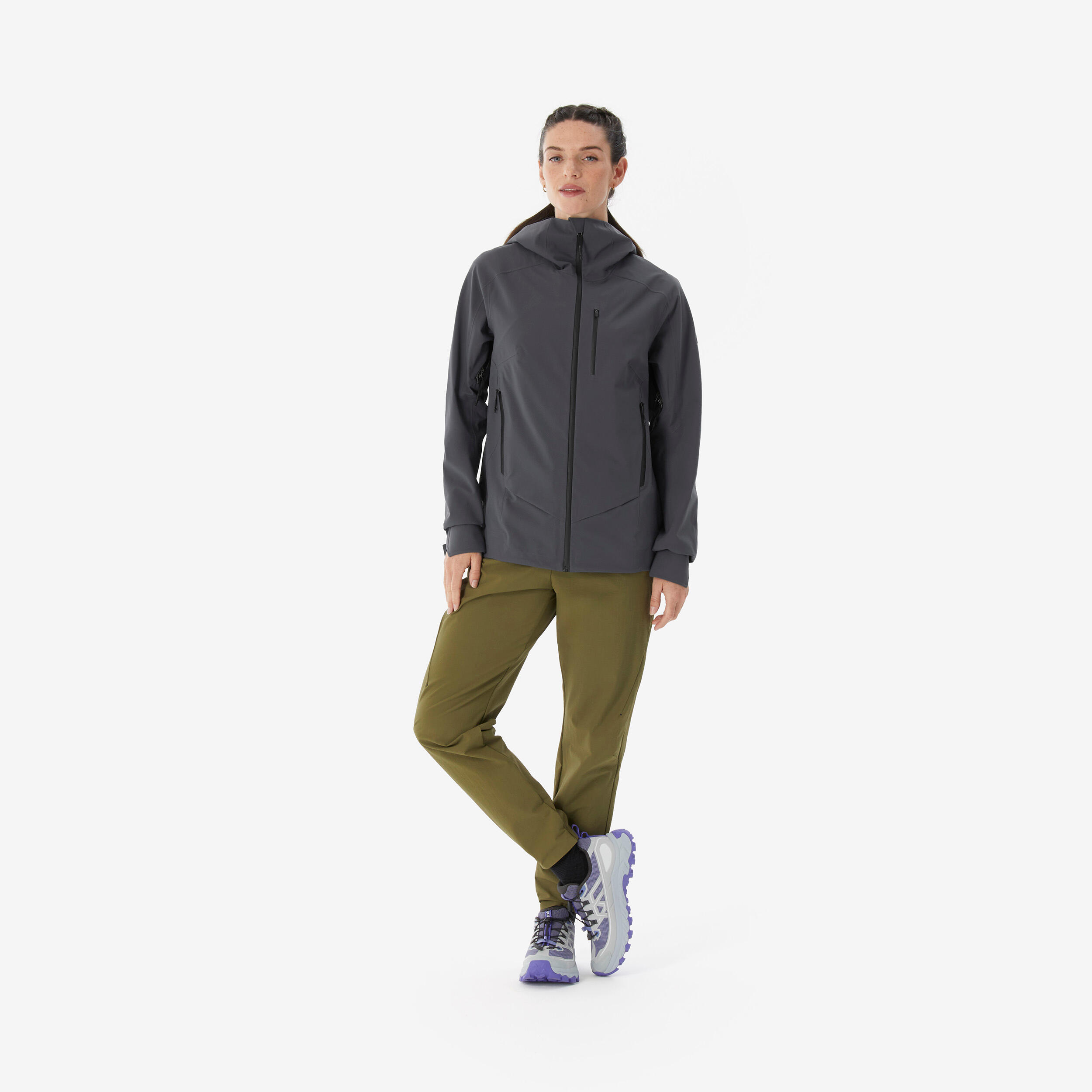 Manteau de randonnée imperméable femme, MH 900 3/20