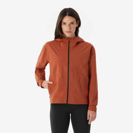 Veste de randonnée imperméable femme, MH100 marron